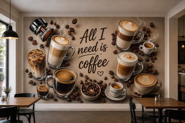 Hospitality cafe restaurant wall printing