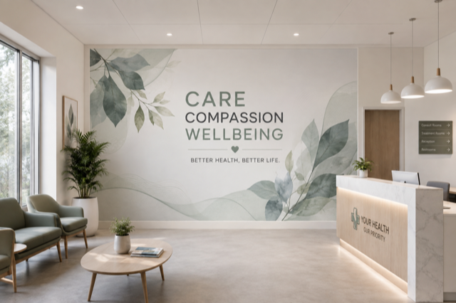 Healthcare clinic wall printing